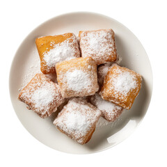 Plate of Delicious Beignets Isolated on a Transparent Background