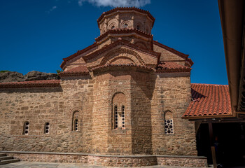Fototapeta na wymiar Kalambaka, Greece - September 11 2022: The Monastery of Great Meteoron, largest monastery at Meteora