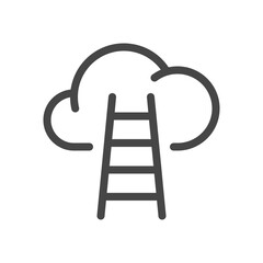Ladder to clouds icon isolated on white background. Career symbol. Vector illustration.