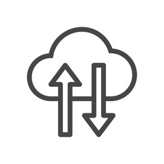 Cloud download and upload icon isolated on white background.