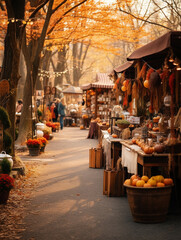 A Photo of an Outdoor Autumn Themed Craft Market
