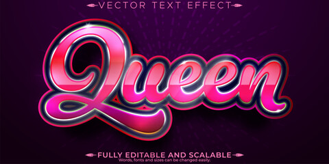 Queen pink text effect, editable soft and girl text style