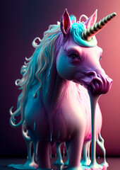 melting rainbow unicorn with dark background