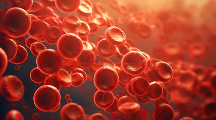 Red cells, blood microscopic view photo - obrazy, fototapety, plakaty