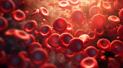 Red cells, blood microscopic view photo - obrazy, fototapety, plakaty