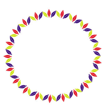 circle frame made of colorful petals