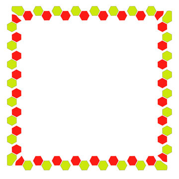 colorful red, green hexagon border frame