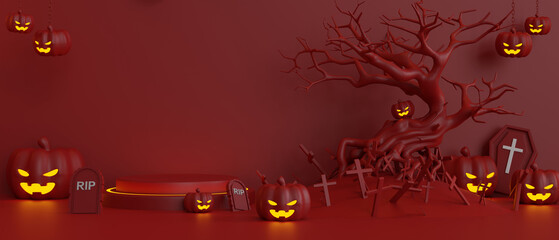3D rendering of halloween background with soft light concept