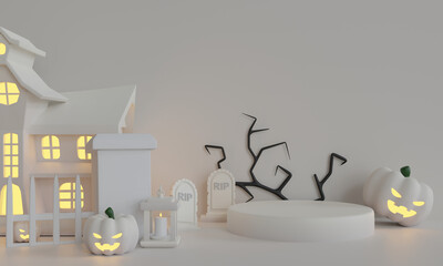 3D rendering of halloween background with soft light concept