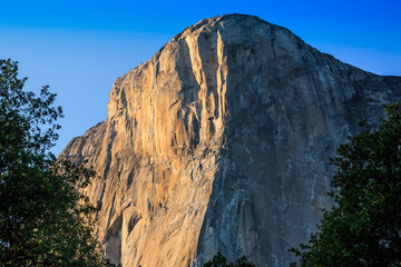 Sunset Light on El Capitan in Fall, Yosemite National Park, California