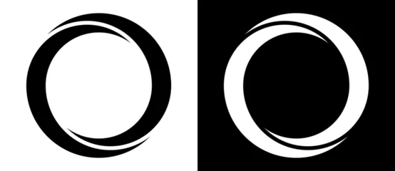 Foto op Plexiglas Rotating art lines in circle shape as symbol, logo or icon. A black figure on a white background and an equally white figure on the black side. © Mykola Mazuryk