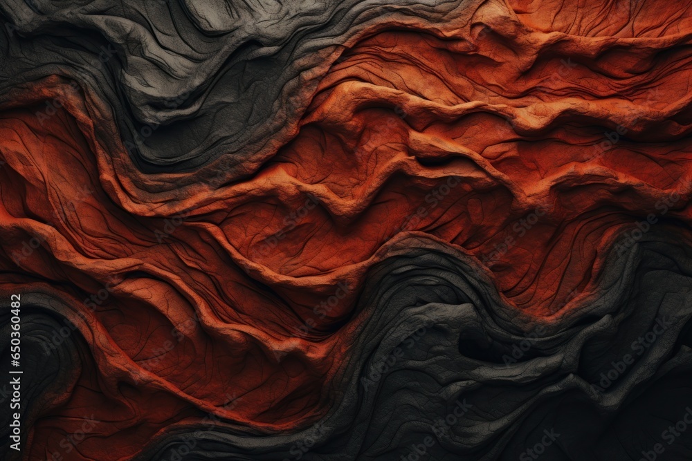 Poster A detailed close-up of a surface featuring a combination of red and black colors. This image can be used to add a bold and striking element to various design projects.