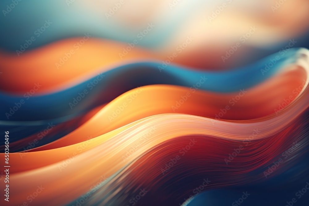 Poster a blurry image of a wave in vibrant orange and blue colors. can be used as a background or for abstr