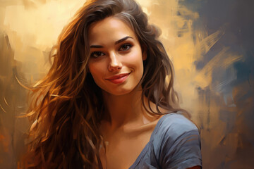 Beautiful woman portrait drawing on grunge background