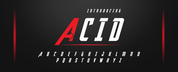 ACID, Sports minimal tech font letter set. Luxury vector typeface for company. Modern gaming fonts logo design.