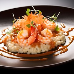 shrimp risotto with ancho chili sauce