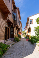 Fototapeta na wymiar Old houses view in Edincik Town of Turkey