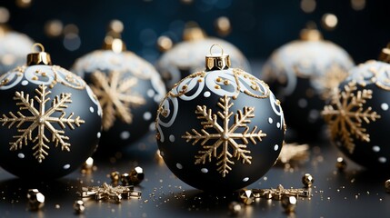 Nostalgic Christmas Ornaments Background - Elegant Gold and Silver Snowflake Pattern