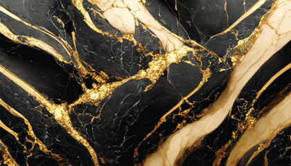 Black marble with beautiful yellow streaks, called New Portoro
