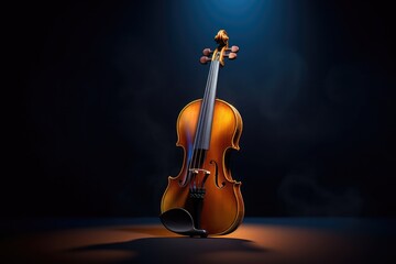 Vintage violin on stage background. 