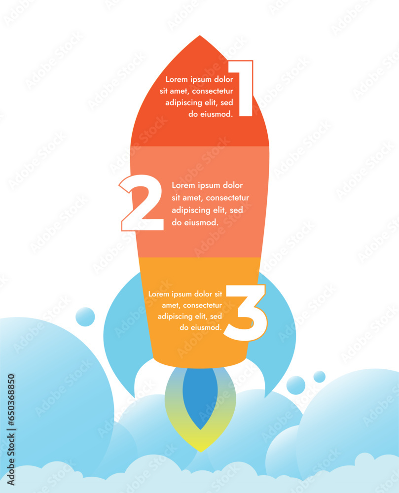 Poster vertical composition helps to understand the sequence of steps and stages of the project, from start