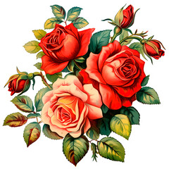 Rose flowers isolated on white background.