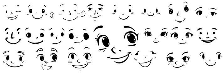 Faces for cartoon characters, eyes, nose, mouth....