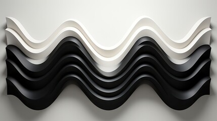 Naklejka premium an abstract black and white wallpaper with wavy lines on it. generative ai
