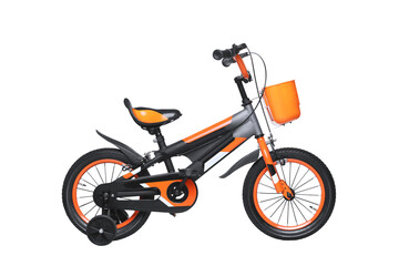 orange and grey bicycle isolated on white 