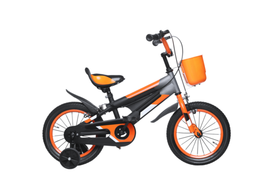 orange and grey bicycle isolated on white