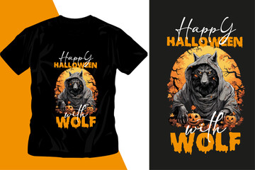 Wolf Halloween T-Shirt Design 