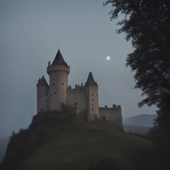 Naklejka premium Castle on a hill. Generative AI