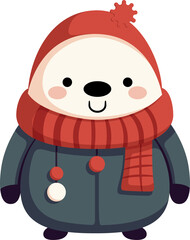 Christmast Cute Bear Cartoon Flat