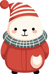 Christmast Cute Bear Cartoon Flat