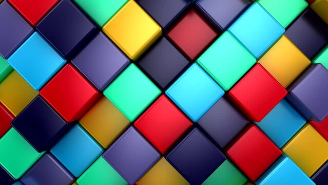 Background of Animated Cubes. Abstract motion, loop, 3d rendering, 4k resolution
