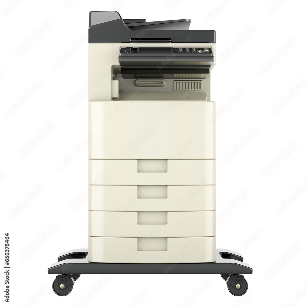 Poster office multifunction printer mfp, 3d rendering isolated on transparent background