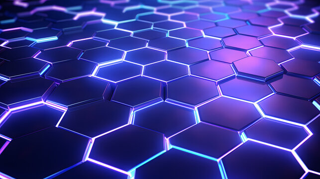 textured hexagonal background seamless technographic grid design background free vector clip art, in the style of dark violet and sky-blue