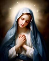Charming Catholic image of Saint Mary, exuding a sense of reverence, motherly love and spiritual devotion, specially created for prayer and devotion to Saint Mary