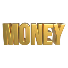 Golden 3D Money Text Rendering - Symbol of Wealth and Prosperity
