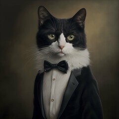 a cat wearing a tuxedo 