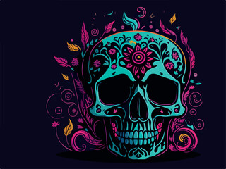 Sugar skull vector illustration generated by AI 