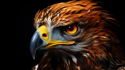 Beautiful eagle close-up on a dark background.