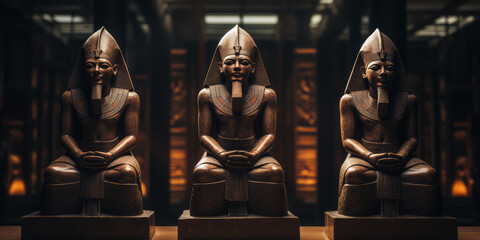 Egyptian Gods sculptures.