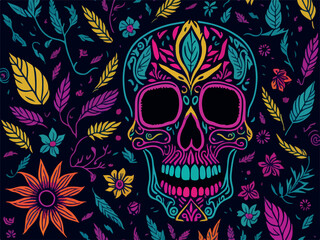 Sugar skull vector illustration generated by AI 