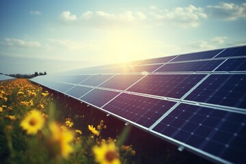 background picture solar sun module field bright light nature | Generative AI