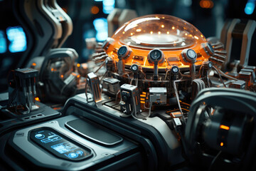 The intricate machinery inside a spacecraft, responsible for navigation and communication. Generative Ai.