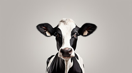 cabeza de vaca aislada en un fondo blanco  - obrazy, fototapety, plakaty