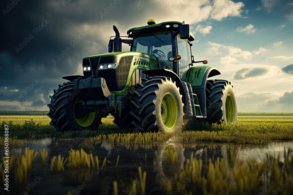 Aufkleber a tractor equipped with precision farming technology, optimizing resource use in the field. generati