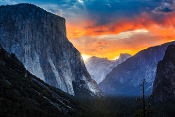 Sunlight on El Capitan and Half Dome, Yosemite National Park, California