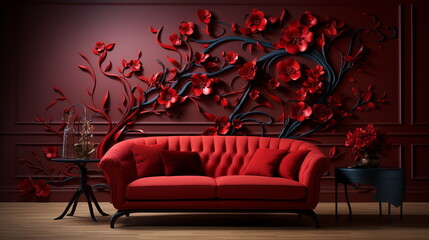 Wallpaper of a luxurious reddish-coloured salon